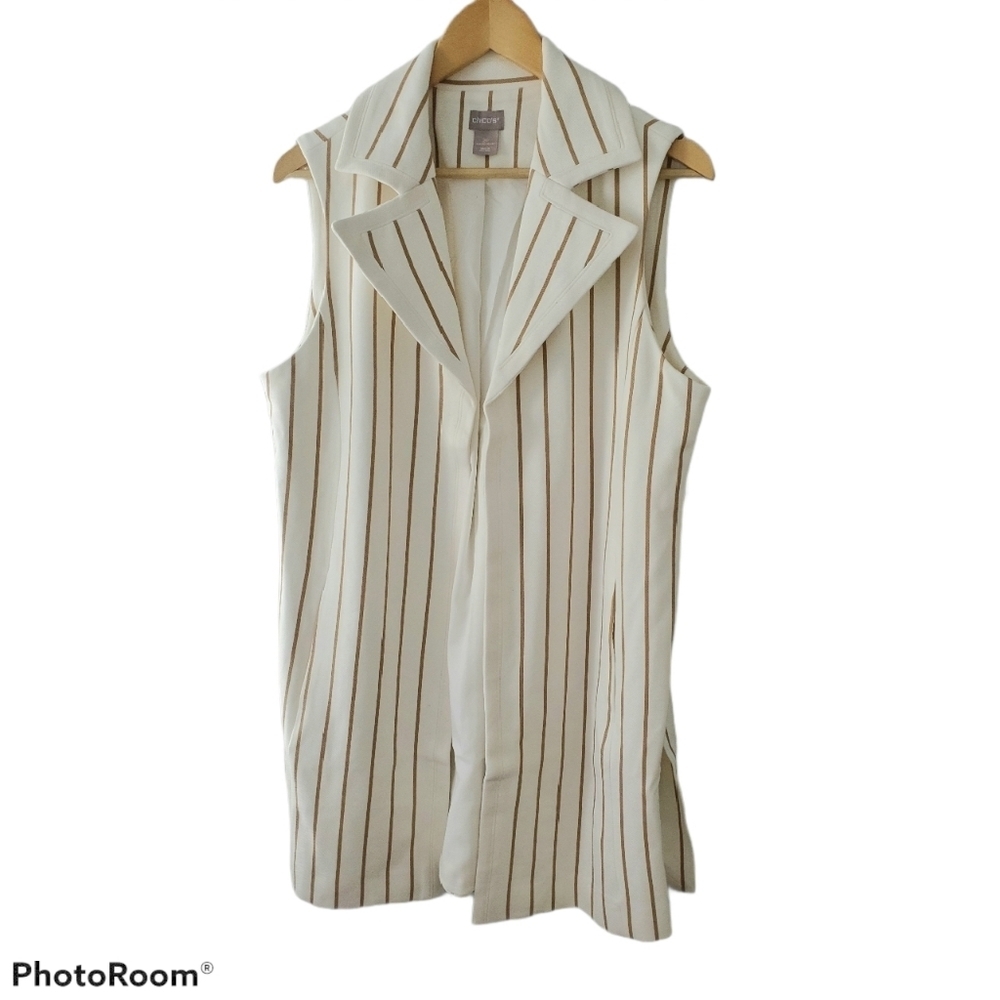 Chico's Elongated Ponte Stripe Vest